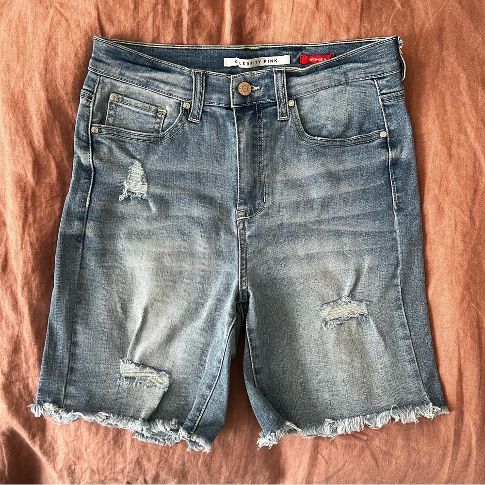 Celebrity Pink Bermuda Distressed Denim/Jean High-Waisted Shorts